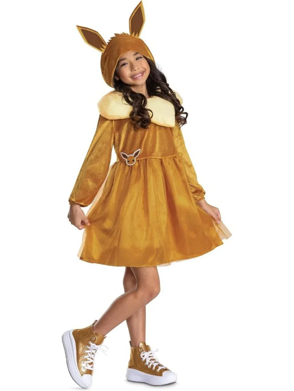Adorable Eevee Costume Dress for Girls - Hooded Outfit, Perfect for Dress-Up